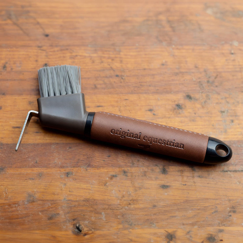 HORZE Maddox Leather Handle Hoof Pick - Dark Brown - One Size - PawsPlanet Australia