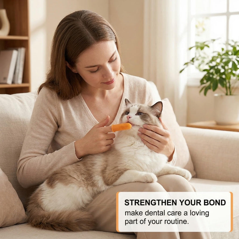 8-Piece Dog Toothbrush Set for Dogs and Cats: Triple Toothbrush, Finger Toothbrush, Double-Headed Toothbrush for Small, Medium, and Large Dogs - Dental Care