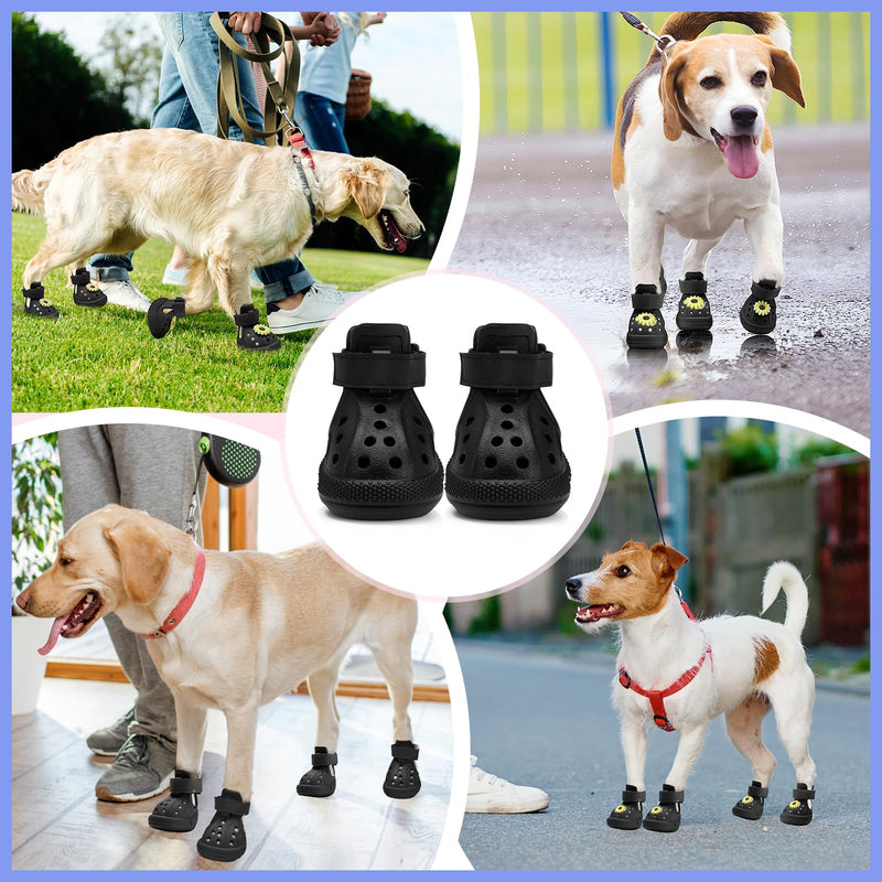 Lukovee Dog Shoes for Hot Pavement - Breathable Non Slip Dog Sandals with Reflective Stripes, Easy ON & Off, Easy-Clean Summer Outdoor Pet Boots for Small Medium Large Dogs (Black, Size 1) #1 (Width 1.18) Black - PawsPlanet Australia