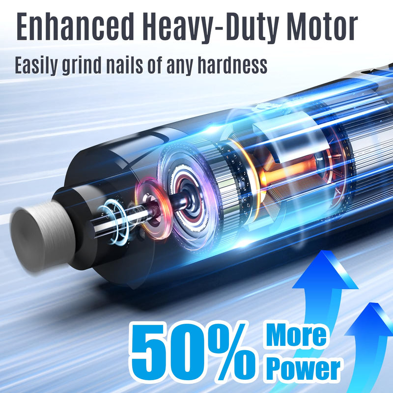 Casfuy New 6-Speed Dog Nail Grinder - 50% More Power Dog Nail Trimmers with 2 LED Lights Quiet 7h Running Time Electric Pet Nail Grinder File Toenail Grinder for Large Medium Small Dogs & Cats (Black) Black