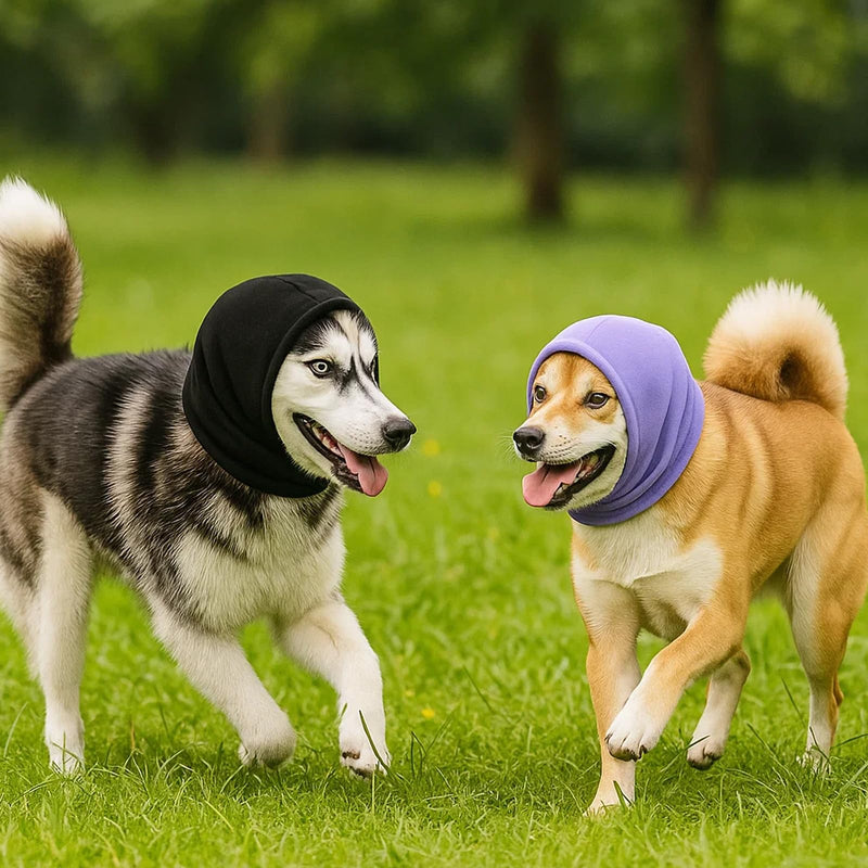 Dog Ear Defenders, 3PCS Pet Ear Protectors for Bath and Anxiety Relief, Soft and Comfortable Dog Snood in Pink, Black, Purple for Noise Reduction and Warmth