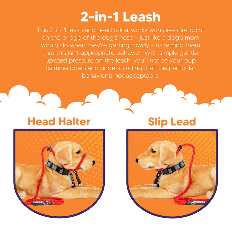 Heather's Heroes The Sidekick No-Pull Leash, Red, Mini Mini (1/4") - PawsPlanet Australia