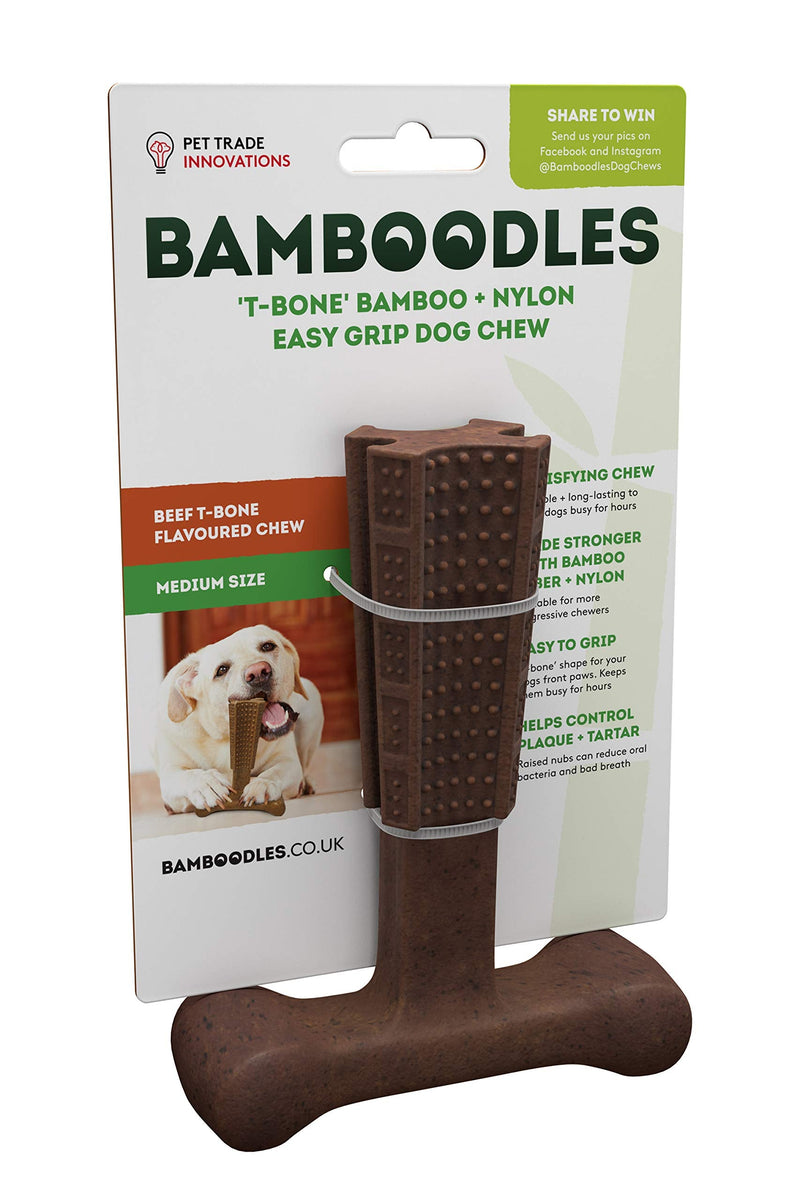 Bamboodles T Bone Dog Chew for the most aggressive of chewers MEDIUM BEEF - PawsPlanet Australia
