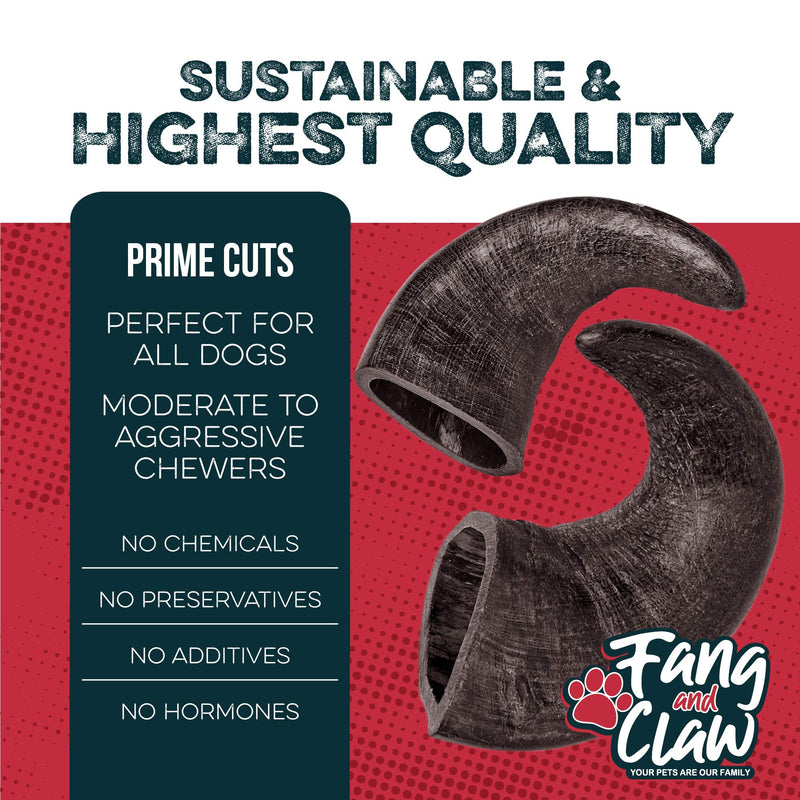 Water Buffalo Horn Dog Chew 4 Pack (Medium 6 Inch), Long-Lasting Natural Chews for Aggressive Chewers, Single-Ingredient, No Rawhide 4 Horns - Medium 6" - PawsPlanet Australia