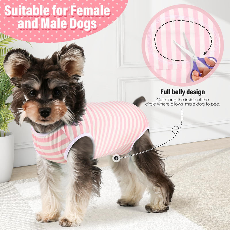 2 Packs Dog Surgery Recovery Suit Small Dogs Onesie for Surgery Female Male Dog Surgical Recovery Suit After Spayed Neuter Body Suit Anti-Licking Wounds Dog Cone Alternative Medium Pink Stripe/Black Plaid (2 Packs） - PawsPlanet Australia