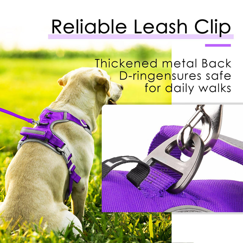ThinkPet No Pull Harness Breathable Sport Vest with Handle-Dog Harnesses Reflective Adjustable for Medium Large Dogs Purple M(Chest:15"-28") - PawsPlanet Australia