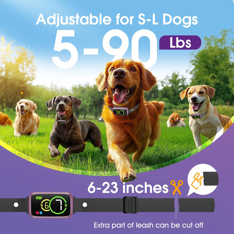 Smart Dog Bark Collar, Automatic Stop Bark Collar for Large, Medium, Small Dogs, Safe & Humane Barking Collar with Beep, Vibration & 7 Adjustable Sensitivity, Anti Barking Device IP67 Waterproof 1-Pack Bright Purple - PawsPlanet Australia