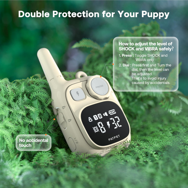 PATPET Dog Training Collar - IPX7 Waterproof Shock Collar for 5-100lbs Small Medium Large Dogs Cats Rechargeable Training Collar with 3 Safe Modes Beige One Collar