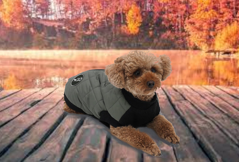 K10 Quiltee Coat - Warm Dog Coat with Leash Attachment - Water Resistant Jacket with Leash Ring - Built in D Ring Harness - Fleece Lined Vest - Lighter Than a Sweater - (XXXS,Olive Green) XXXS Olive Green - PawsPlanet Australia