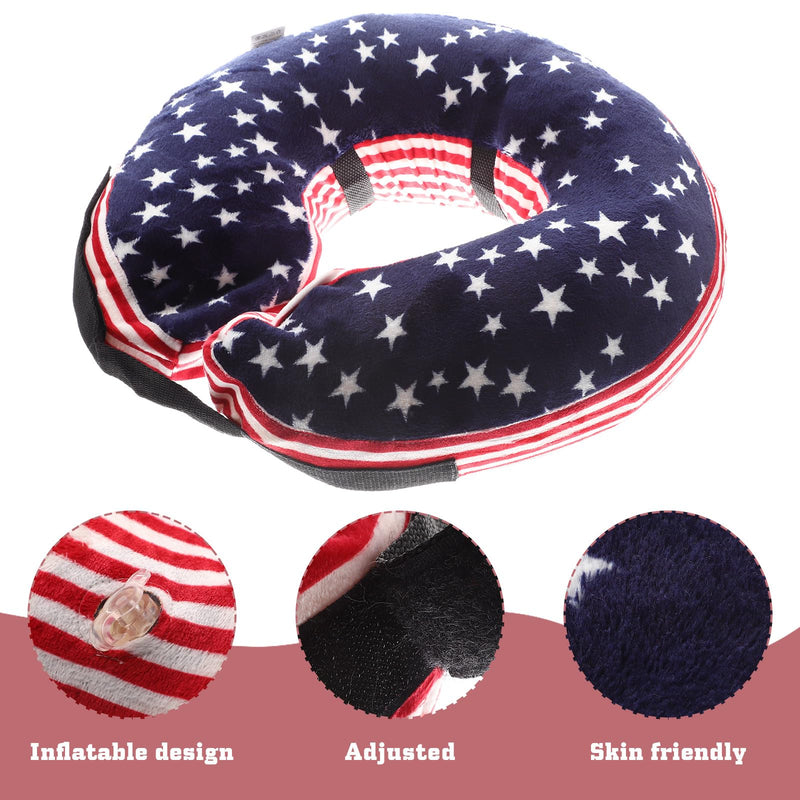 STOBAZA Inflatable Pet Protective Collar for Dogs and Cats, Skin-Friendly, Easy to Apply, For Post-Surgery Recovery, Adjustable, Navy Color, Made of PVC and Fabric