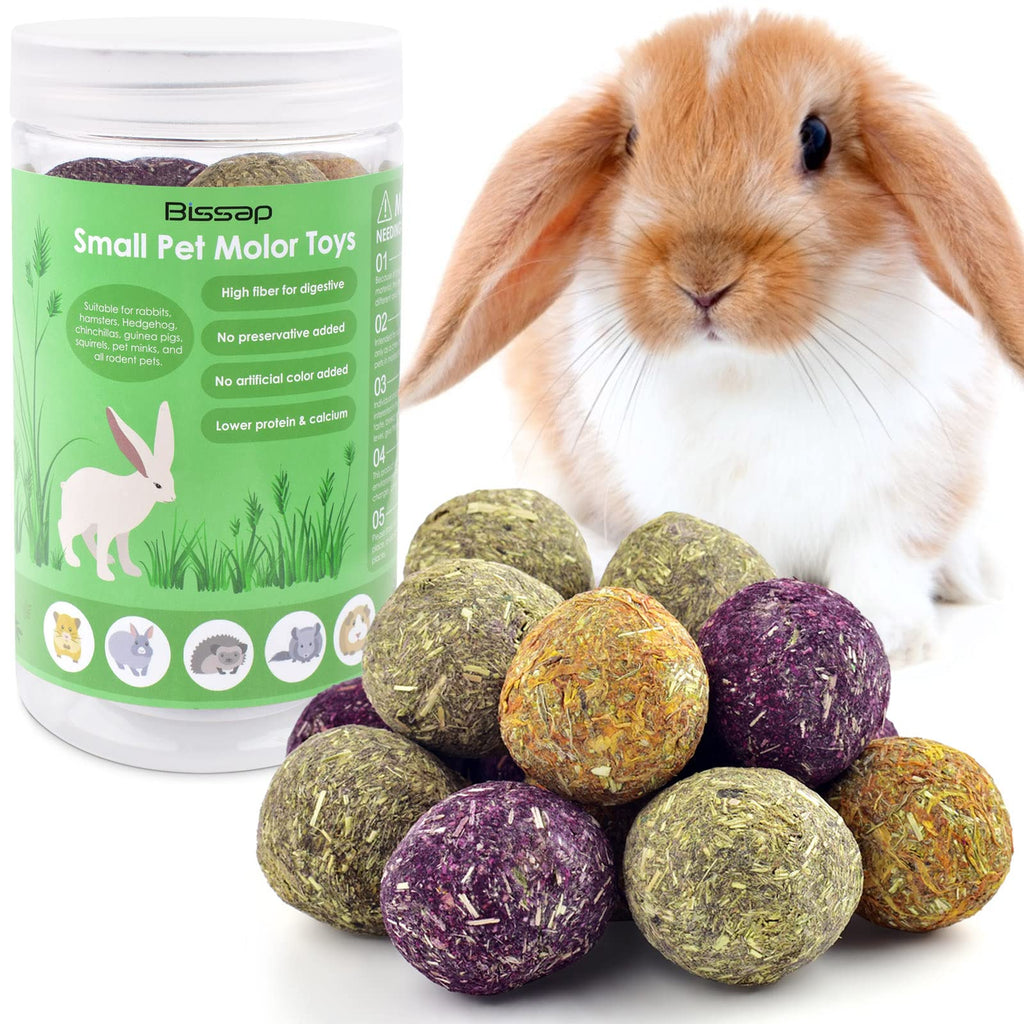 Bissap Bunny Chew Toys 15PCS, 100% Natural Flowers Flavored Timothy Hay Balls Rabbit Chew Treats for Hamster Guinea Pigs Rats Chinchillas Gerbils and Other Small Animals Teeth Care 0.47 Ounce (Pack of 15)