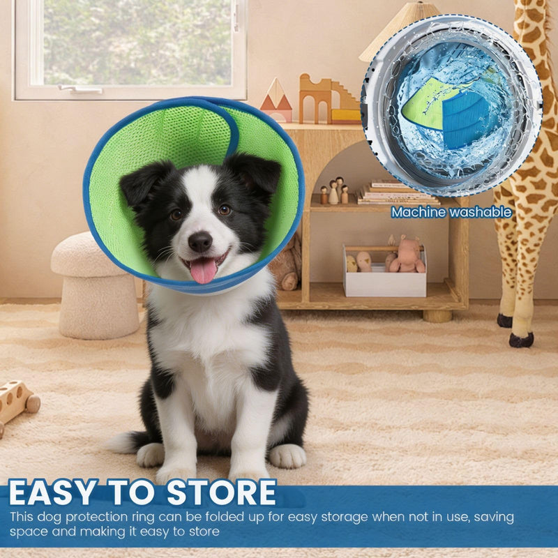 Pack of 2 Soft Dog Collar Lick Protection Breathable Adjustable Recovery Collar Elizabethan Prevents Licking Wounds After Surgery Blue (M) M