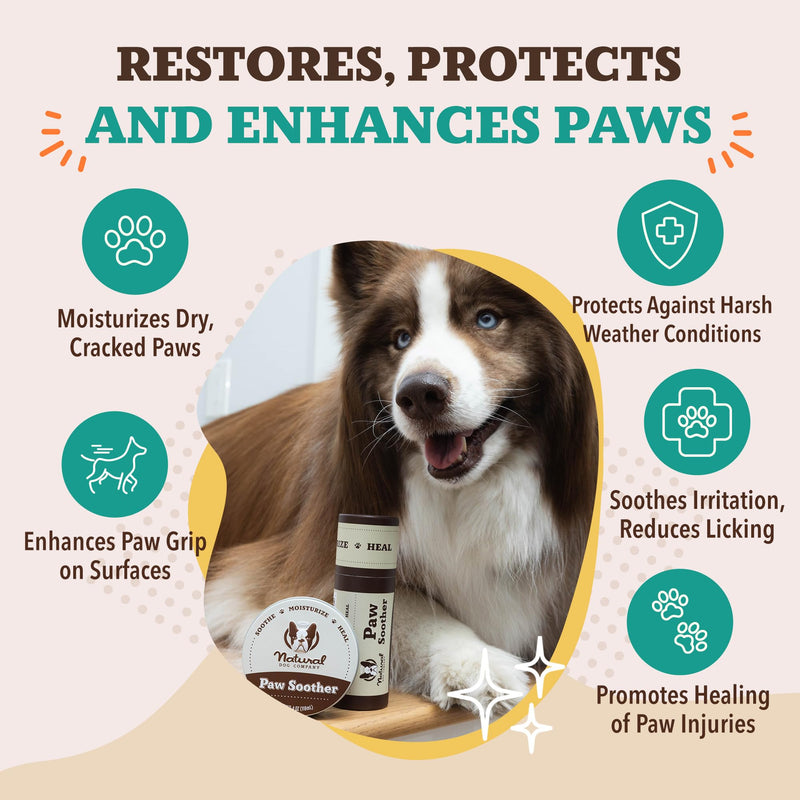 Natural Dog Company - Paw Soother | Dry, Cracked, Irritated Dog Paw Pads, Organic, All-Natural Ingredients, Easy to Apply 2oz/59ml Tin 1 count (Pack of 1) - PawsPlanet Australia