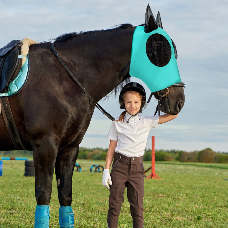 Frienda 4 Pcs Horse Fly Masks with Ears Head Fly Masks for Horses Smooth Elastic UV Protection Cover from Summer Insect Pests(Medium,Black, Gray, Blue, Mint Green) Medium Black, Gray, Blue, Mint Green - PawsPlanet Australia