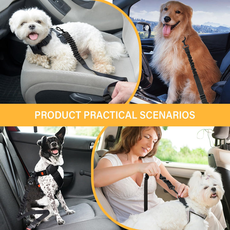 Dog Seat Belt Retractable Dog Car Harness 1 Pack Adjustable Pet Safety Belt with Elastic Bungee Buffer Heavy Duty & Durable & 360 Degree Swivel Dog Seatbelts Black-1Pack 1Pack - PawsPlanet Australia
