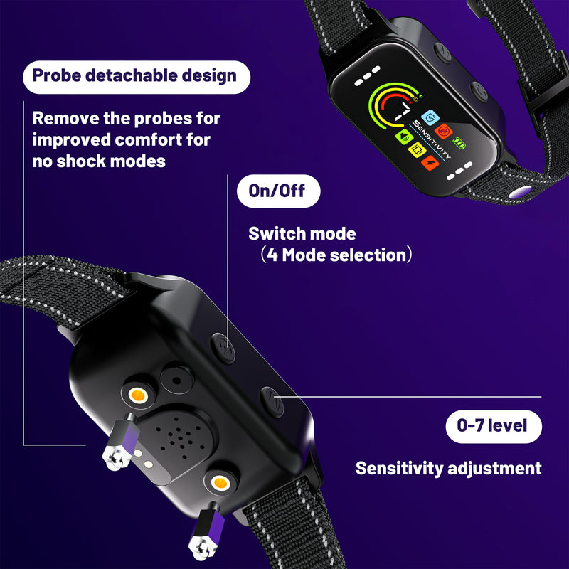 Dog Bark Collar 2 Pack,Rechargeable Smart Barking Collar, 8-120lbs Anti Bark Training Collar with 8 Adjustable Sensitivity, Barking Collar with Beep Vibration Harmless Shock(2 Pack) black+white - PawsPlanet Australia