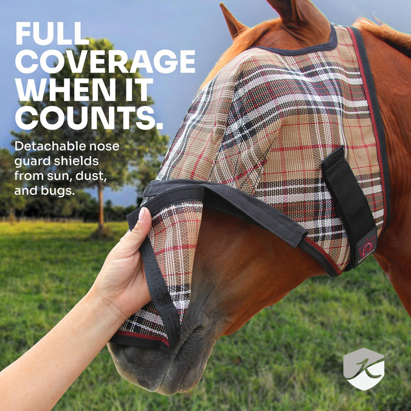 Kensington Signature Fly Mask with Removable Nose — Protects Horses Face and Nose from Biting Insects and UV Rays While Allowing Full Visibility — Ears and Forelock Able to Come Through The Mask XL (Large Horse) 181-Kentucky Blue