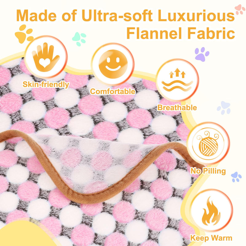Pet Blanket, Medium Soft Fluffy Flannel Dot Printed Throw Blanket, Scratch Proof Furniture Protector Cover 30x42 Inches, (Pink, 1 Pack 3), Intended for Dog/Cat Pink - PawsPlanet Australia