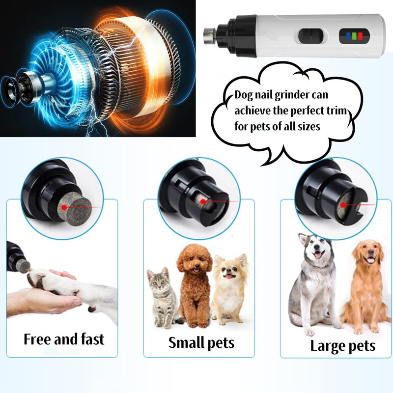 Silent Groom Pro Nail Grinder, 2025 New Dog Nail Trimmer, USB Rechargeable Pet Nail Grinder, Dog Nail Trimmers, Electric Dog Nail Clippers (1+2*Replacement Head) - PawsPlanet Australia