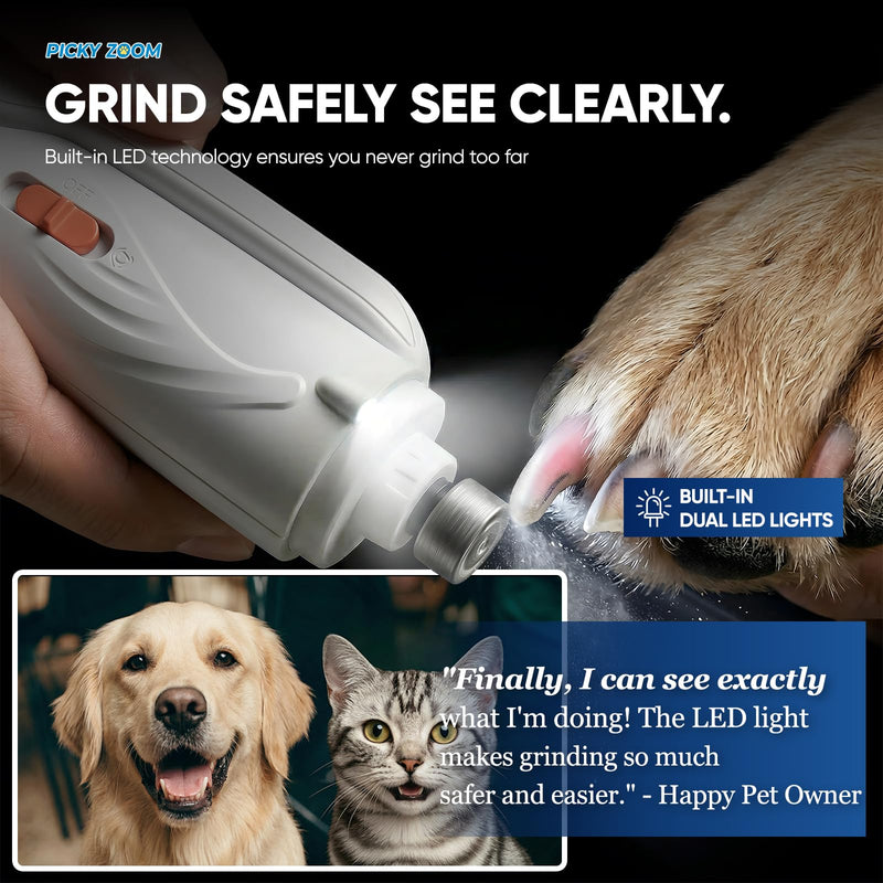 2-in-1 Dog & Cat Nail Clippers and Grinder with Light – Upgraded Safety Guard to Avoid Overcutting, Sharp Blade, Painless Quiet Pet Nail Claw Trimmers, Professional Grooming Tool for Large Small Pets White - PawsPlanet Australia