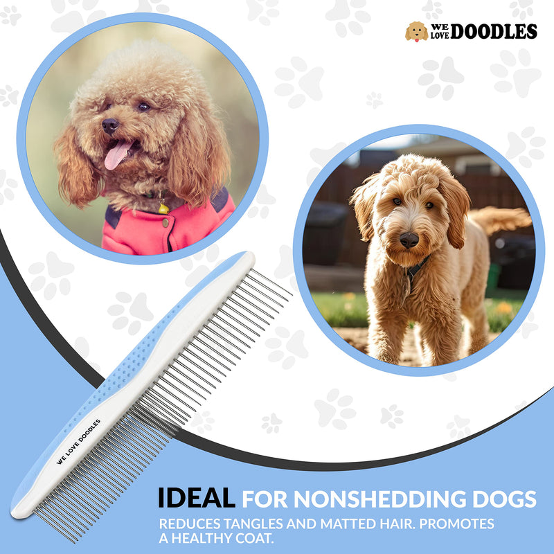 We Love Doodles Large Metal Dog Grooming Comb & Dog Detangler Spray - Removes Tangles & Matts, Dematting Pet Combs, Detangler For Matted Hair, Dog Detangling Spray, Dematting Spray & Tangle Remover - PawsPlanet Australia