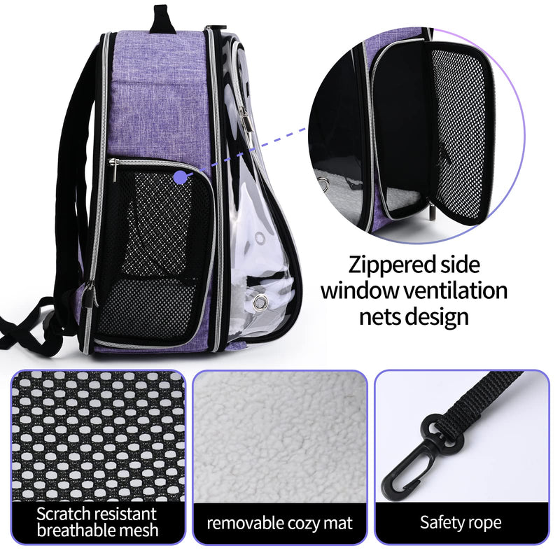 BAGLHER Cat Carrier Backpack Bubble - Fit Up to 18 Lbs - Airline-Approved Dog Backpack Carrier for Small Pets Puppies Dogs Bunny, Space Capsule Dog Carrier Backpack for Travel Outdoor Hiking, Purple - PawsPlanet Australia