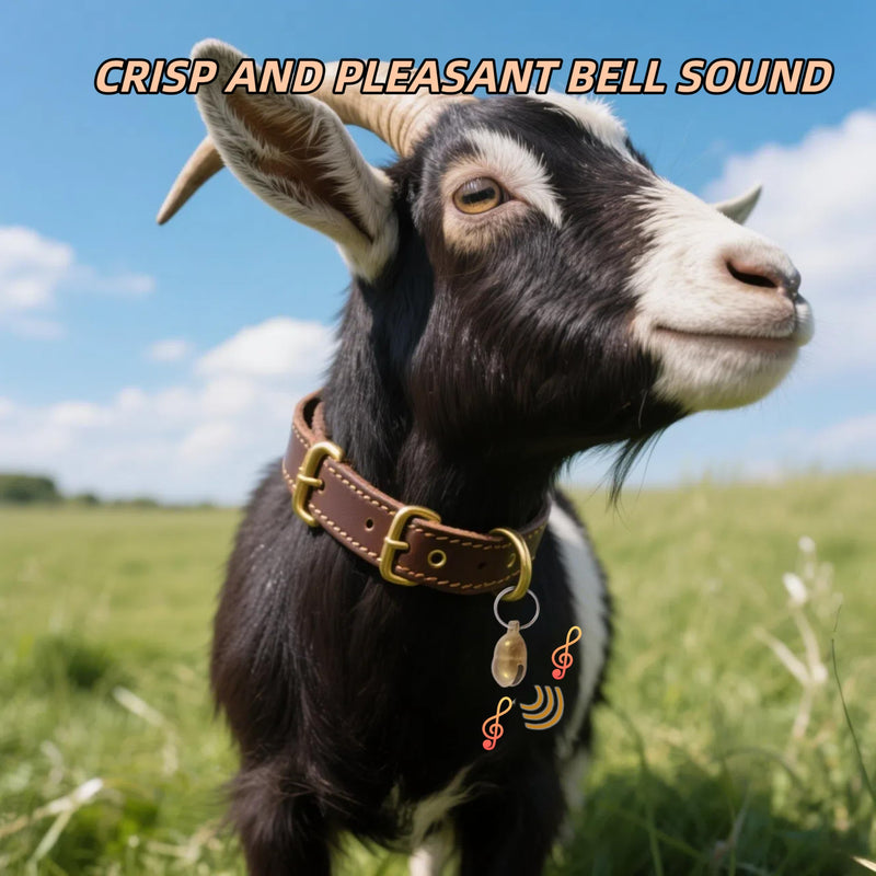 Genuine Leather Goat Collar with Bell – Exquisite Hollow Bell, Adjustable & Durable for Pet Goats and Sheep,Alpacas,Deer (Brown, S-18 (Neck Fits 11"-15")) Brown S-18" (Neck Fits 11"-15") - PawsPlanet Australia