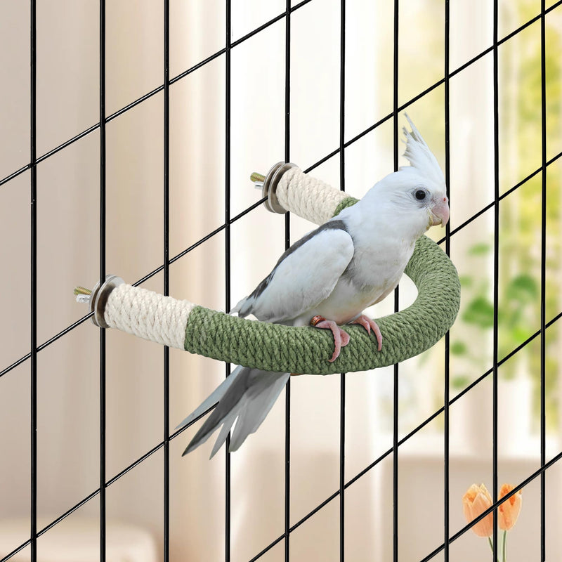 Bird Stand Perch U Shape Hemp Rope Green Wood Parrot Perches for Small Birds,Parakeets Macaw Cockatiels Conures Love Birds Finches,Bird Training Educational Stand Toys (Small,1 Pack) Small-1 Pack - PawsPlanet Australia
