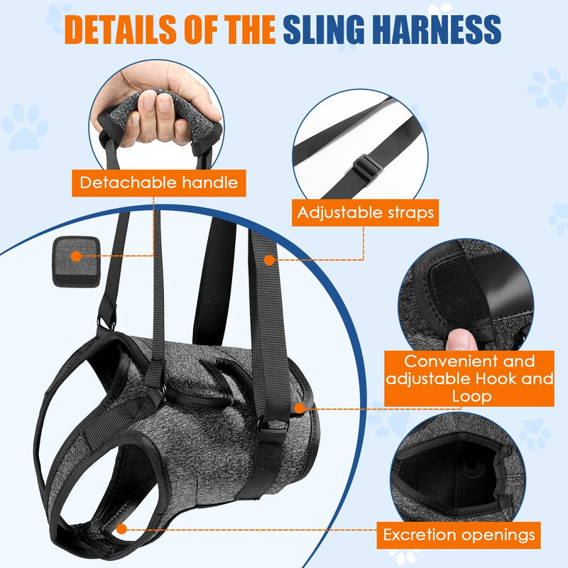 Eyein Adjustable Dog Lifting Harness - Comfortable Dog Sling Hip Support for Back Legs, Soft Hind Assistance Vest for Senior, Injured, Arthritic, Disabled and Aid After Acl Surgery(Grey,L)