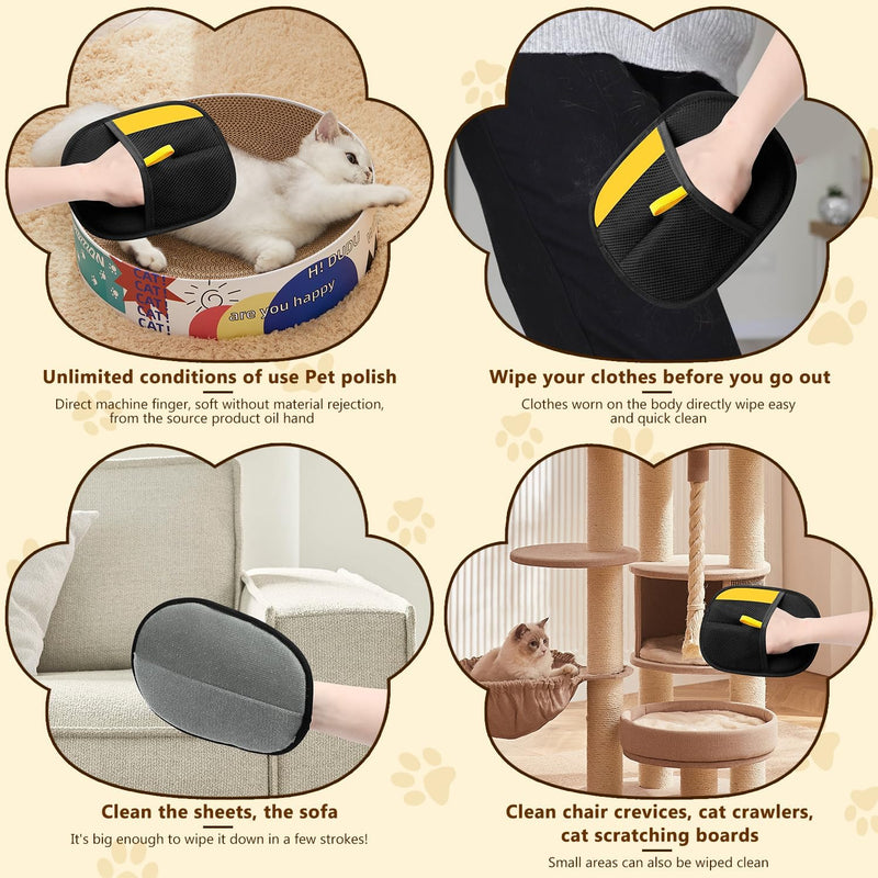 KLIFE Magic Brush Pet Hair, Newly Upgraded Reusable Electrostatic Pet Hair Remover Glove, Cat & Dog Hair Remover for Couch Furniture, Carpet, Curtain, 2Pcs - PawsPlanet Australia