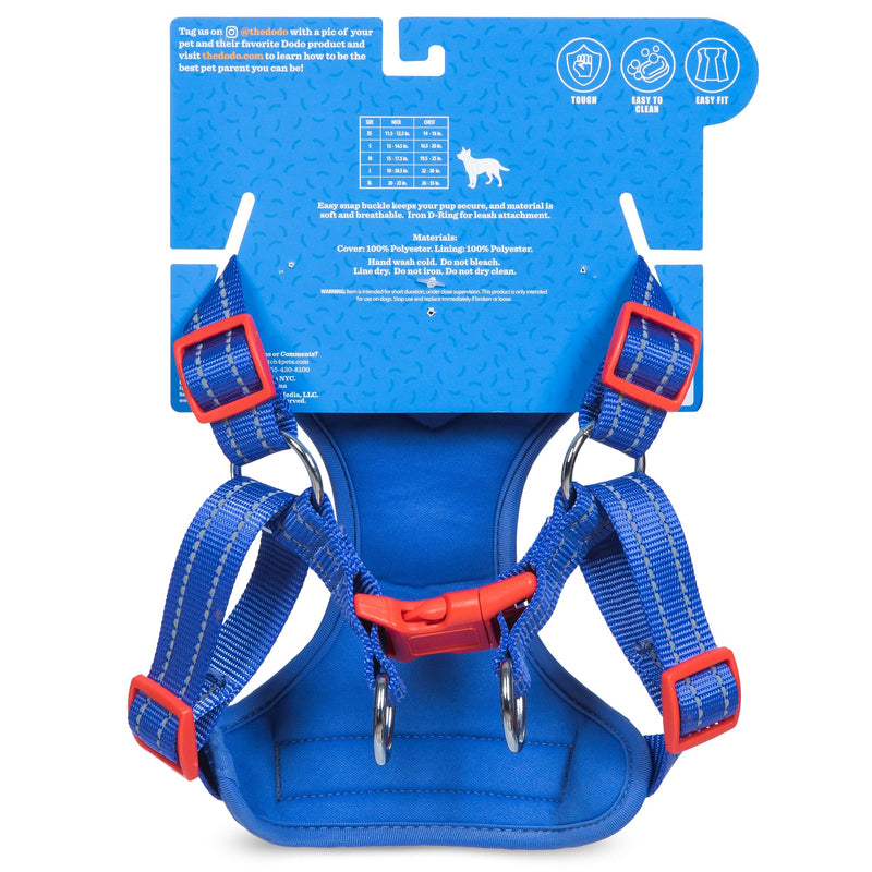 The Dodo Blue Dog Harness - Extra Large; Easy Step-in Harness for Dogs; Breathable Mesh Fabric; Snap-Together, Pinch Release Buckle, Ring for Leash Attachment; Everyday Pet Apparel X-Large - PawsPlanet Australia