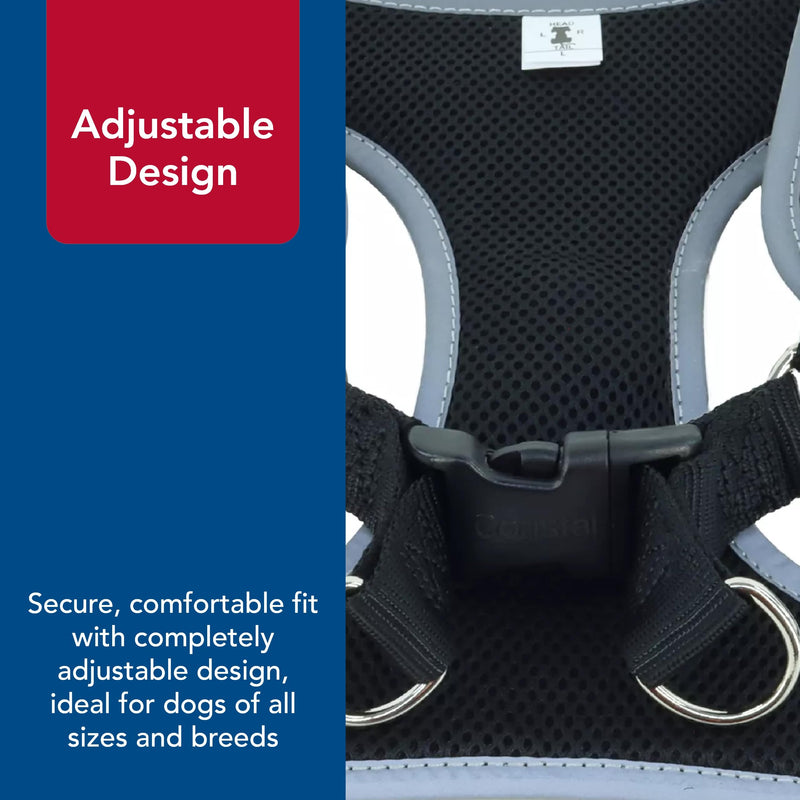 Coastal Pet Comfort Soft Reflective Wrap Adjustable Dog Harness - No-Pull Dog Harness for Small & Large Dogs - Black - 5/8" x 19"–23" - PawsPlanet Australia