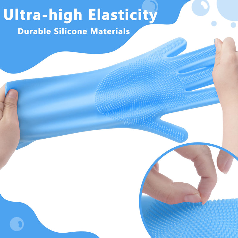 Pet Grooming Gloves—Heat Resistant Dog Washing Gloves with High-Density Teeth, Dog Bath Scrubber with Enhanced Five Finger Design, Silicone Gloves for Dogs and Cats Bathing, Massage (Blue) one size Blue - PawsPlanet Australia