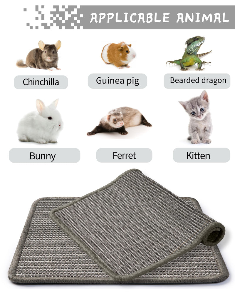JanYoo 2pcs Bunny Scratch Pads Natural Sisal Rabbit Scratching Pad Bunny Scratcher Mat Resting Mats for Cages, Small Animal Claws and Teeth Care Bedding Accessories for Guinea Pig (15.7x11.8in, Grey) 2-Grey