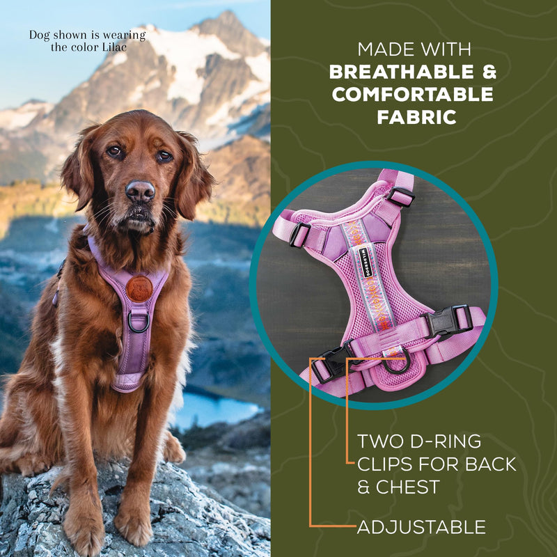 Wilderdog Lightweight Dog Harness with Reflective Straps - Medium - Lilac - PawsPlanet Australia