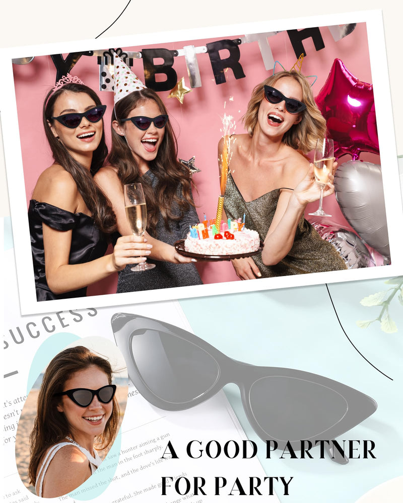 Kanayu 24 Pairs Retro Cat Eye Sunglasses for Women bulk Vintage Trendy Goggles Party Plastic Frame Sunglasses for men Black - PawsPlanet Australia