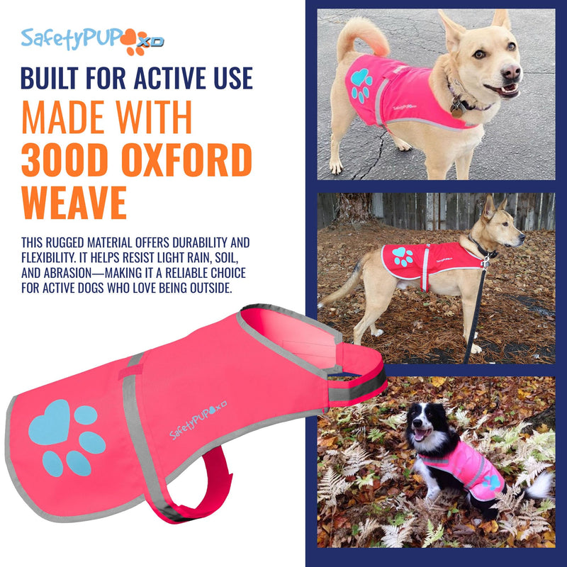 SafetyPUP XD Dog Reflective Vest – Hi-Vis Fluorescent Visibility That Helps to Safeguard Your Pet On/Off Leash in Urban & Rural Areas (Pink, X-Large) Pink - PawsPlanet Australia
