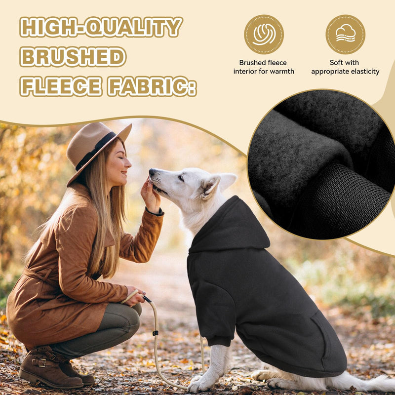 Dog Sweaters for Large Dogs Dog Hoodie Fleece Dog Sweater Soft Dog Clothes Sweatshirt with Pocket Dog Hoodie for Large Dogs(Black&XL) X-Large Black - PawsPlanet Australia