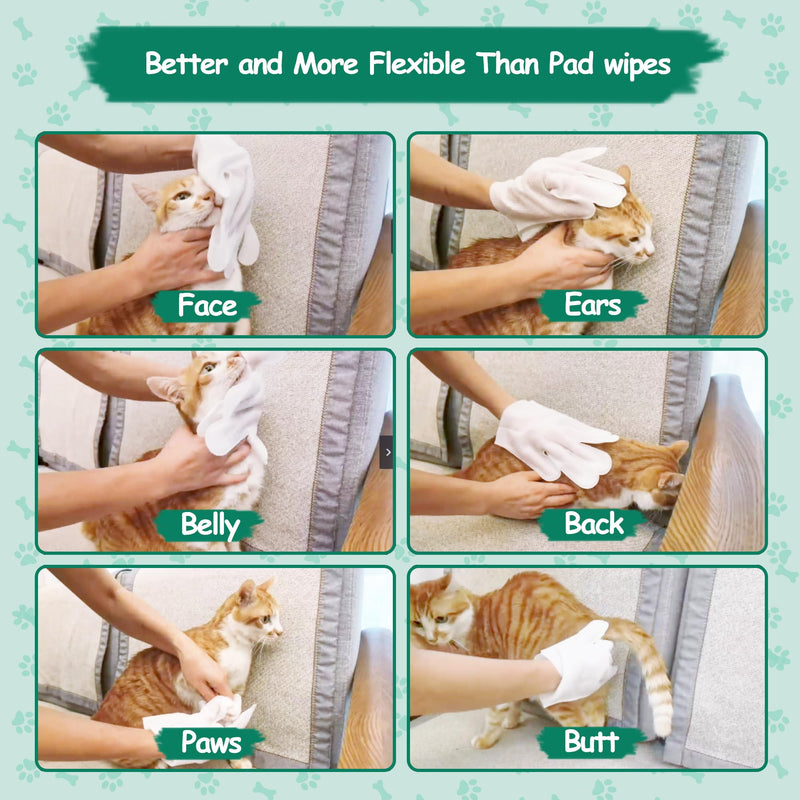 20 PCS Pet Cleaning and Deodorizing Bathing Grooming Glove Wipes for Dogs and Cats, Extra Thick Nourish Fur No-Rinse Grooming Wipes for Daily Care and Travel, Hypoallergenic Coconut Scent 20PCS - PawsPlanet Australia