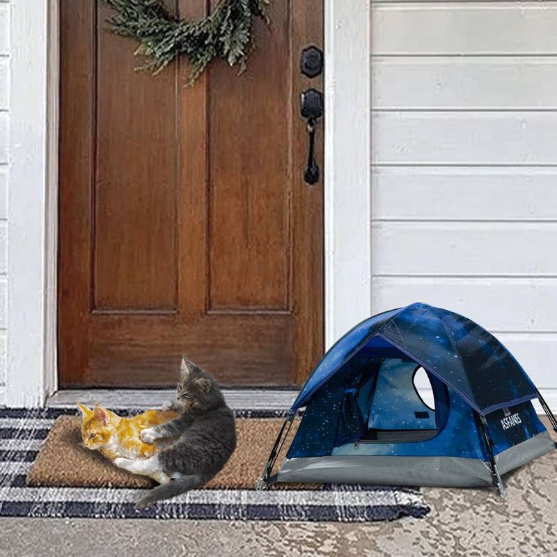 Outdoor Waterproof Pet Camping Tent, Cave Bed for Indoor Cats and Small Dogs, Portable Cat House Dog House, 21.6x21.6x14.9'', Navy Blue, S. - PawsPlanet Australia