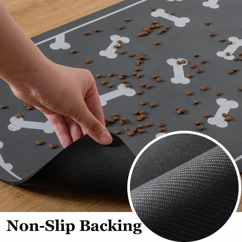 Dog Bowl mat and Dog Feeding mat, Dog mat for Water Bowl, Absorbent Non-Slip pet Water Bowl mat Quick Drying Dog Food mat cat matt for Food and Water（Black+18.1x12.5in+Rectangular） Black & Paw print 18.1x12.5in - PawsPlanet Australia