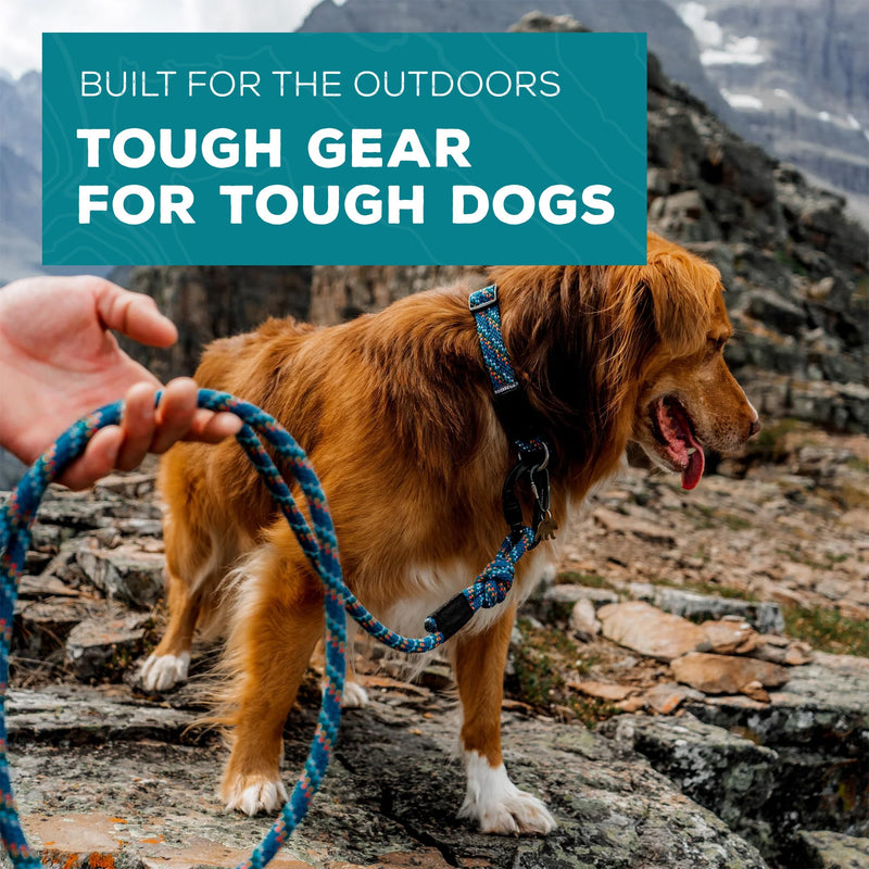 Wilderdog Climbing Rope Dog Collar - Outdoor Durable Climbing Rope Design with Heavy-Duty Secure Hardware for Safety - Adjustable to fit 17"-24" Around with a 1" Band - Large - Pacific Blue - PawsPlanet Australia