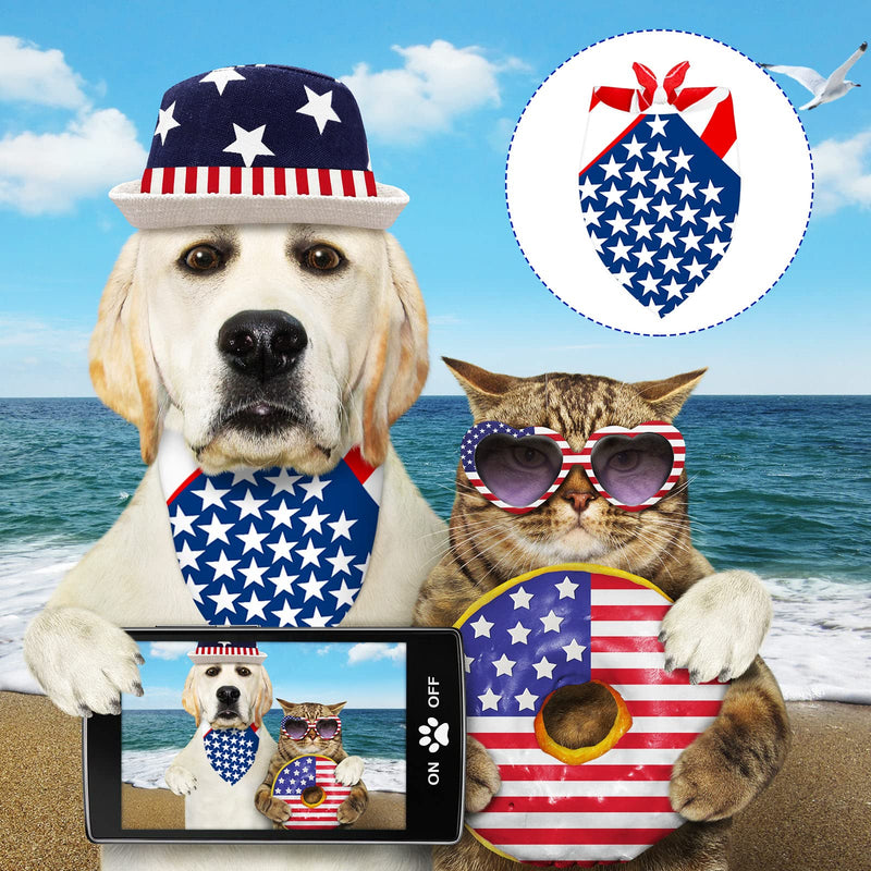 Loopeer 30 Pcs Dog Bandanas Bulk Pet Bandanas Scarf Gifts Triangle Reversible Adjustable Washable for Pets Cats Dogs(Flag Pattern, Large) Flag Pattern
