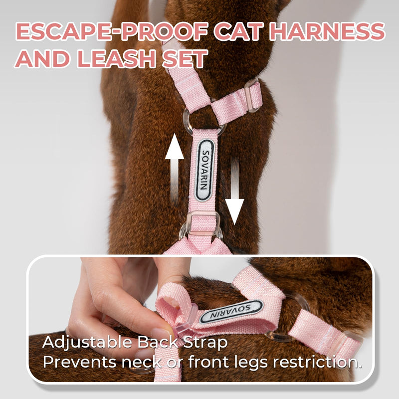 Cat Harness and Leash Set - Pink Lightweight Soft Kitten Harness Escape Proof, Adjustable Travel Pet Harness for Walking，Easy Control Comfortable Outdoor (Pink, One Size Fits All) - PawsPlanet Australia