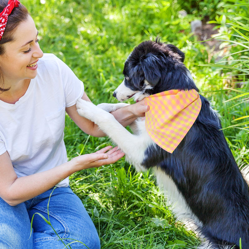 Segarty 30 Pack Triangle Plaid Bibs, 22.8"x15.7" Pet Scarf Washable Dog Bandanas Accessories Bulk for Small Medium Dogs Cats Large Puppy, Adjustable Reversible Boy Pets Birthday Kerchief Assorted_22.8"x15.7"_30PCS - PawsPlanet Australia