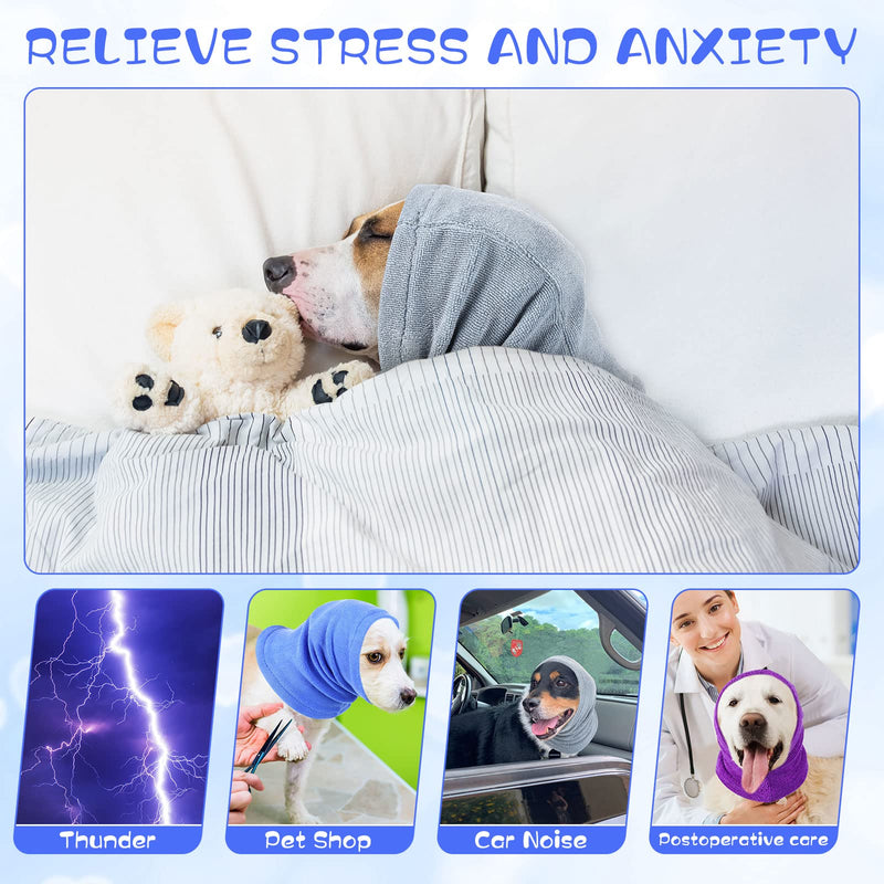 5 Pcs 3 Size Dog Head Wrap Neck Warmer Dog Neck and Ears Warm Winter Dog Pet Dog Snood Ear Cover Ear Wraps Sound Proof for Calming Cat Dog Anxiety Relief Grooming Bathing Noise Protection - PawsPlanet Australia