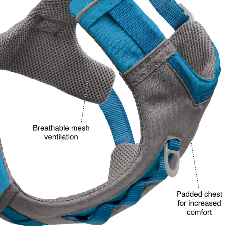 Kurgo Journey Air Dog Harness - Secure Fit for Active Dogs - Padded Chest - Lightweight Ripstop Fabric - Breathable Mesh - Reflective Trim - Back Assist Handle - Coral - Large