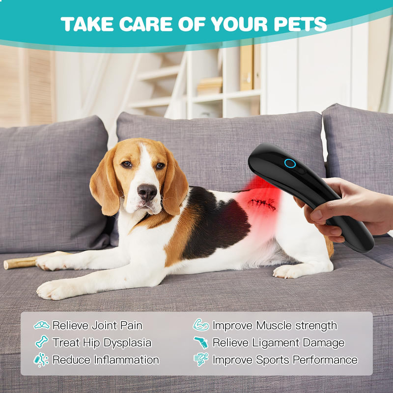iKeener Pet/Veterinarian Therapy Device, Portable Red Light Therapy Device with 18 x 620 nm, Cold Laser Therapy Relieves Joint Pain Animals, for Dogs, Cats, Horses & Others (Black) black
