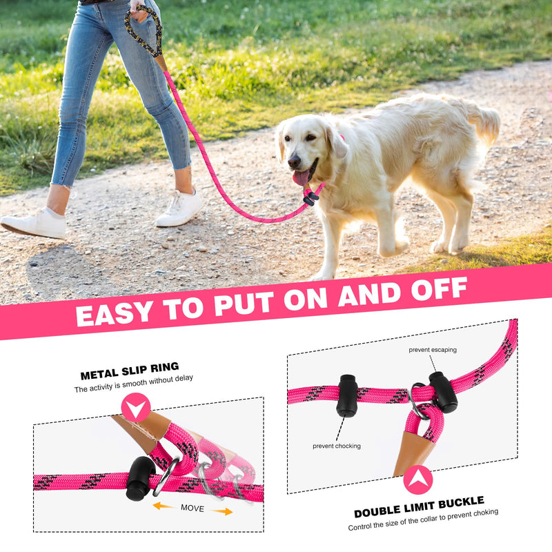 lynxking Slip Lead Dog Leash Reflective, Heavy Duty Comfortable Strong Rope Leash for Large, Medium Small Dogs No Pull Pet Training (Pink, Large 1/2in x 6ft-Slip Lead) Pink - PawsPlanet Australia