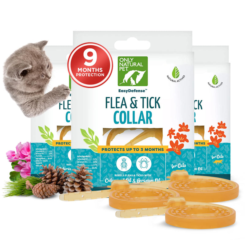 Only Natural Pet EasyDefense Non-Toxic Flea & Tick Cat Collar. Single Collar Protects for 3 Months(Pack of 3) 3 Pack